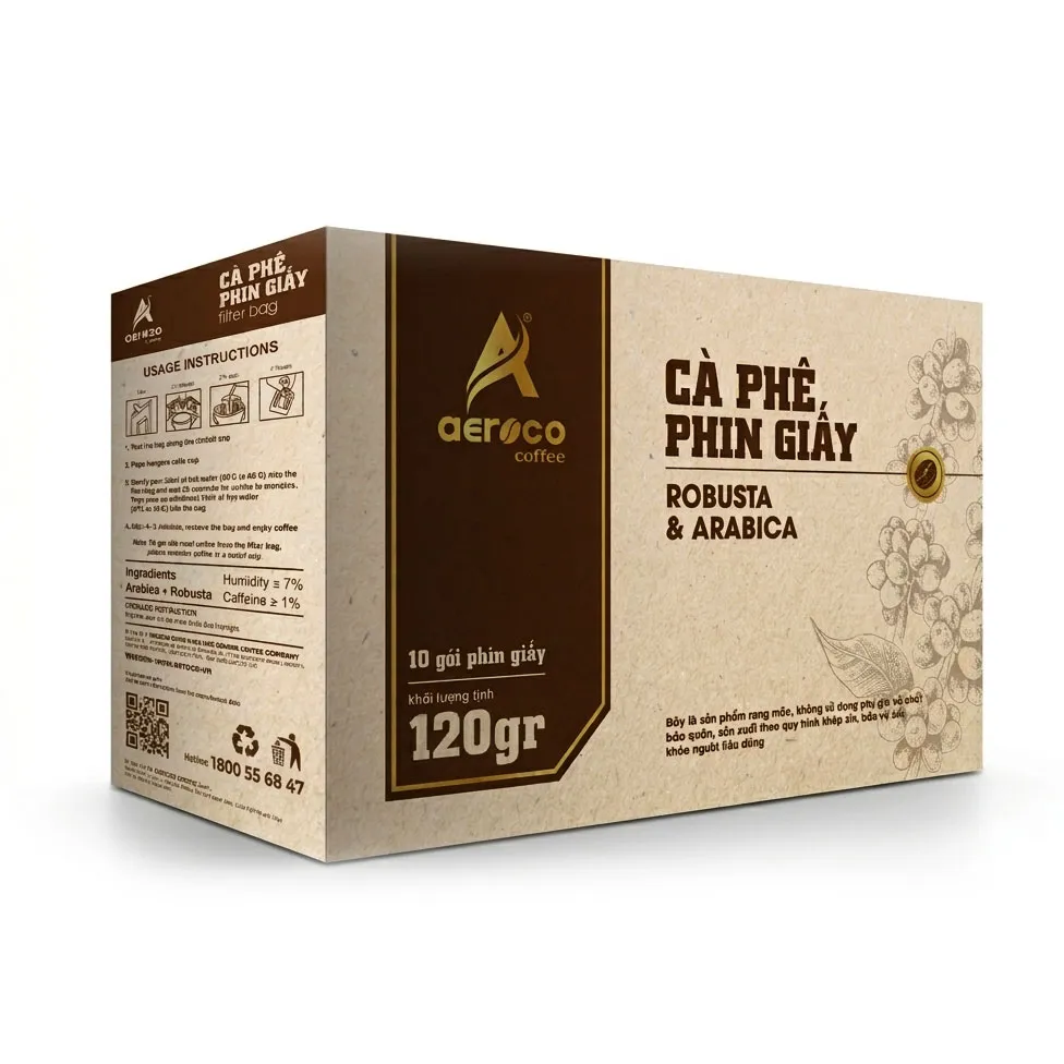 Cà phê phin giấy AEROCO - Hộp túi lọc 120g