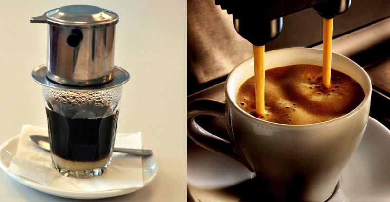 Sự khác nhau giữa cà phê pha phin và cà phê pha máy